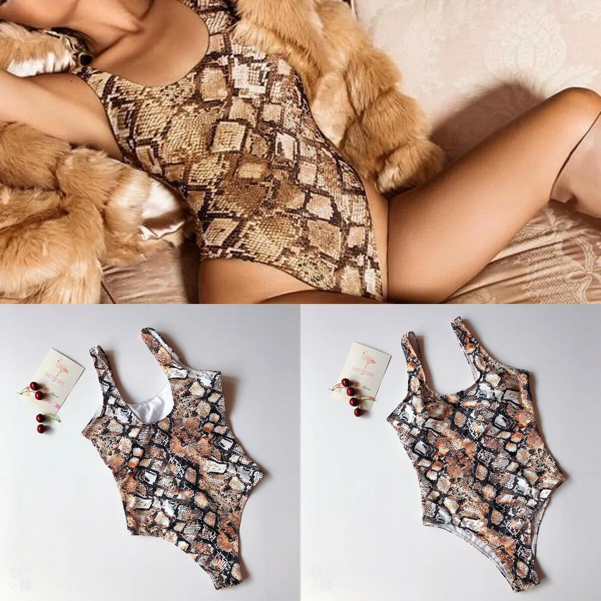 

New Women Sexy Bodysuits Romper Leopard Print Sleeveless Snakeskin Bodysuit Leotard Bandage Jumpsuit Romper Tops 2019