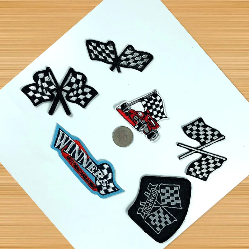 

PGY Iron On Rock Motorcycle Patches For Clothes Embroidery Applique Cartoon Racing flag Patch Jeans Iron Sticker For Kids Badges