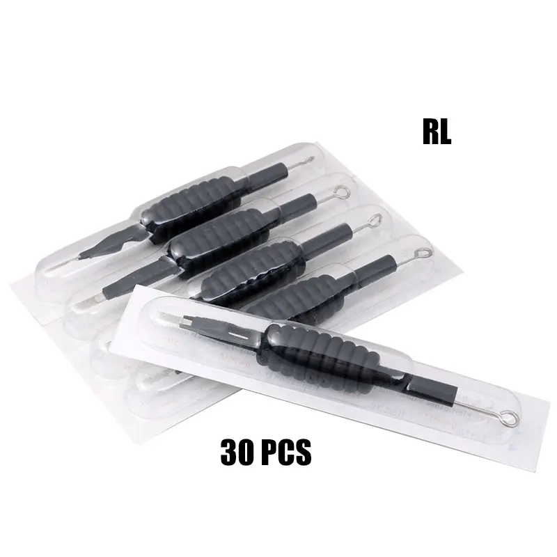 Pretas da Agulha Descartáveis da Tatuagem Apertos com Agulhas & do Tubo da Tatuagem do Aperto do Silicone dos Pces Pontas - 4 Tubos 30 rl 19mm 3 2 30 pontas pretas da agulha & do