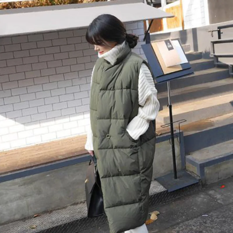 Qualité Green milky Sans down Mode Manches Col Femelle army Turn Coton Manteau De Black Ta652 White Hiver Lâche 2018 Automne Gilet Femmes Lanmrem Haute bgy7f6
