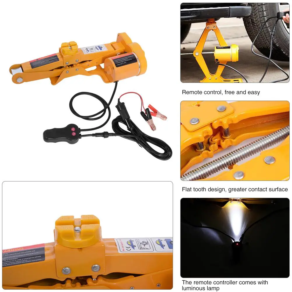 Zerone Gato el/éctrico para coche garaje y equipo de emergencia 12 V CC elevaci/ón el/éctrica autom/ático 2 toneladas automoci/ón