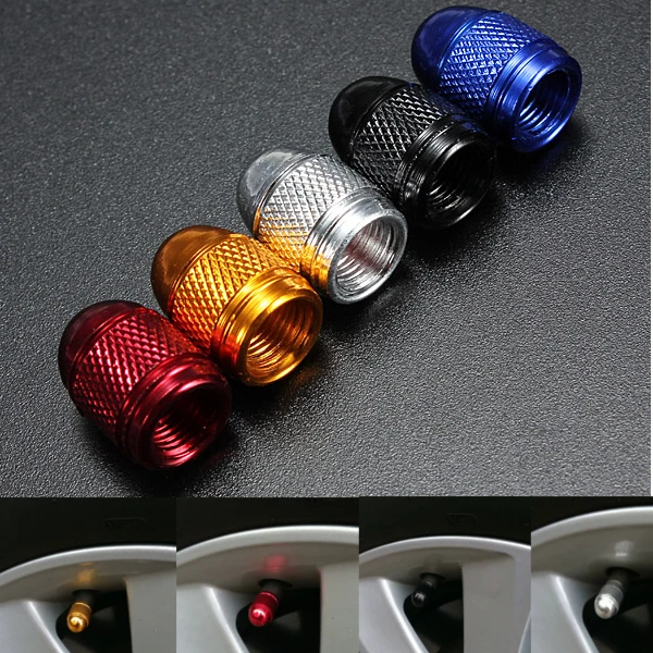 

Durable Brand New 4PCS Aluminum Car Truck Air Port Cover Tire Rim Valve Wheel Stem Caps Dustproof Cover Car Accessories