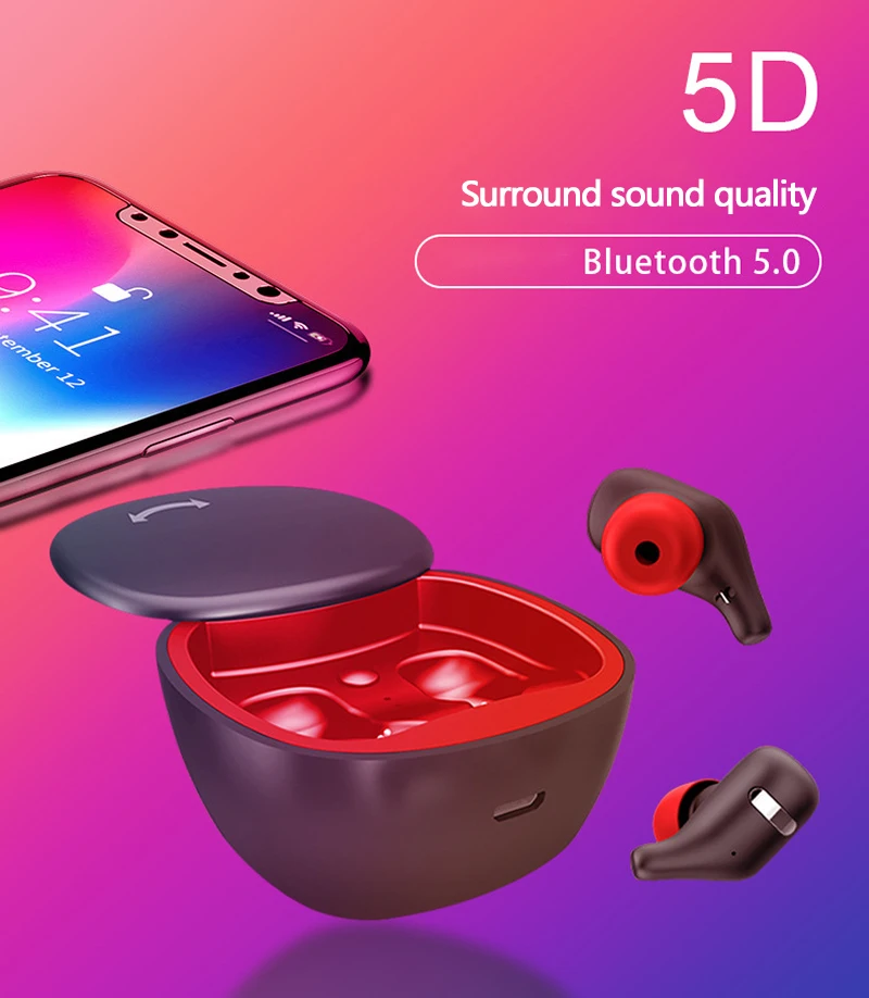 

Mini TWS Earbuds True Wireless Bluetooth Earphone with Mic Stereo Handfree Sports Bluetooth Headset with Charging Box