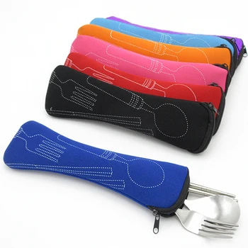 

Portable Pillow Bag Knife Fork Air Cotton Travel Cutlery Bag Zipper Chopsticks Soft 8 Colors 1Pc New Fashion