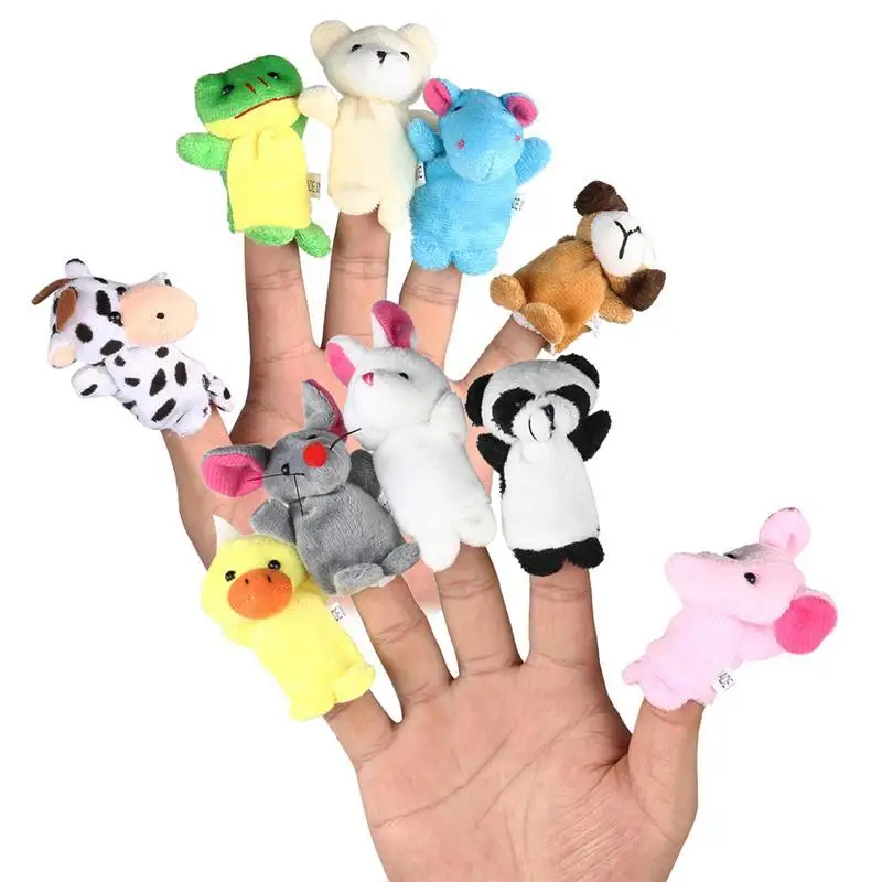 

LEORX 10PCS Cute Cartoon Biological Animal Finger Puppet Plush Toys Child Baby Favor Dolls Boys Girls Finger Puppets