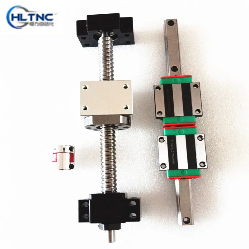 

cnc set HGR20 Square Linear guide sets 12pcs HGH20CA +SFU605 RM1605 ball screw+BK BF12 housing Coupling for Spindle motor kit