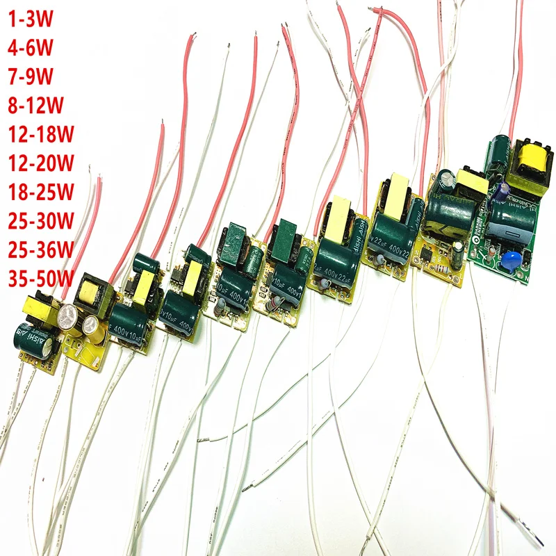 

1Pcs/lot 1-3W4-6W8-18W12-20W18-25W 20-30W 35-50W LED driver power supply built-in constant current Lighting 85-265V Transformer