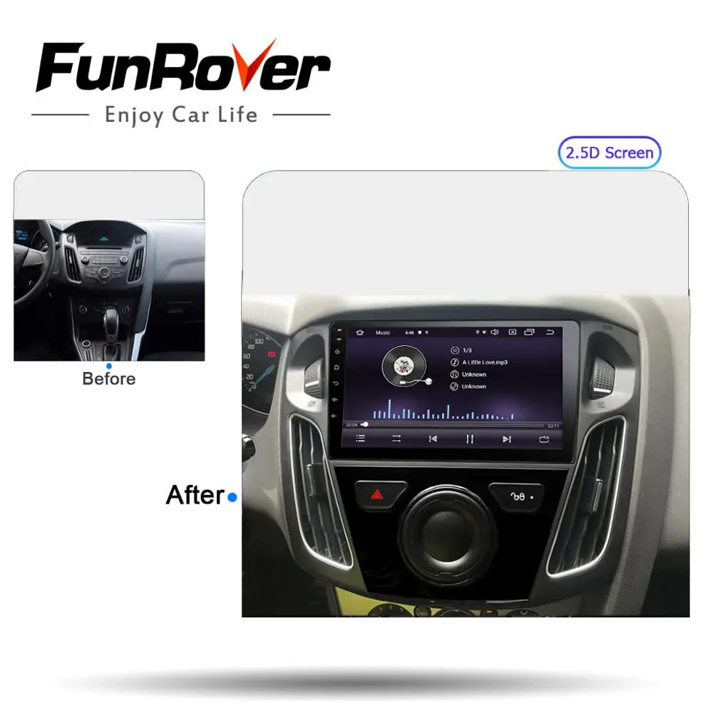 Top FUNROVER android 9.0 2.5D+IPS 2din car radio multimedia player ForFord Focus 2012-2015 car dvd gps navigation navi stereo DSP BT 1