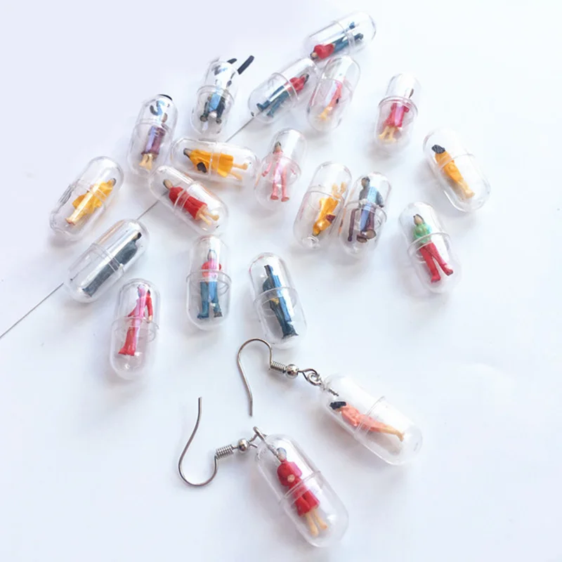 

New Handmade Cute Capsules Colorful Humanoid Fun Drop Earrings Female Creative Personality Candy Earring Funny Jewelry Gift