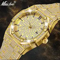18K Gold Watch Men Luxury Brand Diamond Mens Watches Top Brand Luxury FF Iced Out Male Quartz Watch Calender Unique Gift For Men