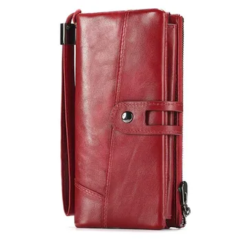 

Luxury Genuine Cowhide Leather Women Wallet Phone Pocket Purse Wallet Female Card Holder Lady Clutch Carteira Feminina