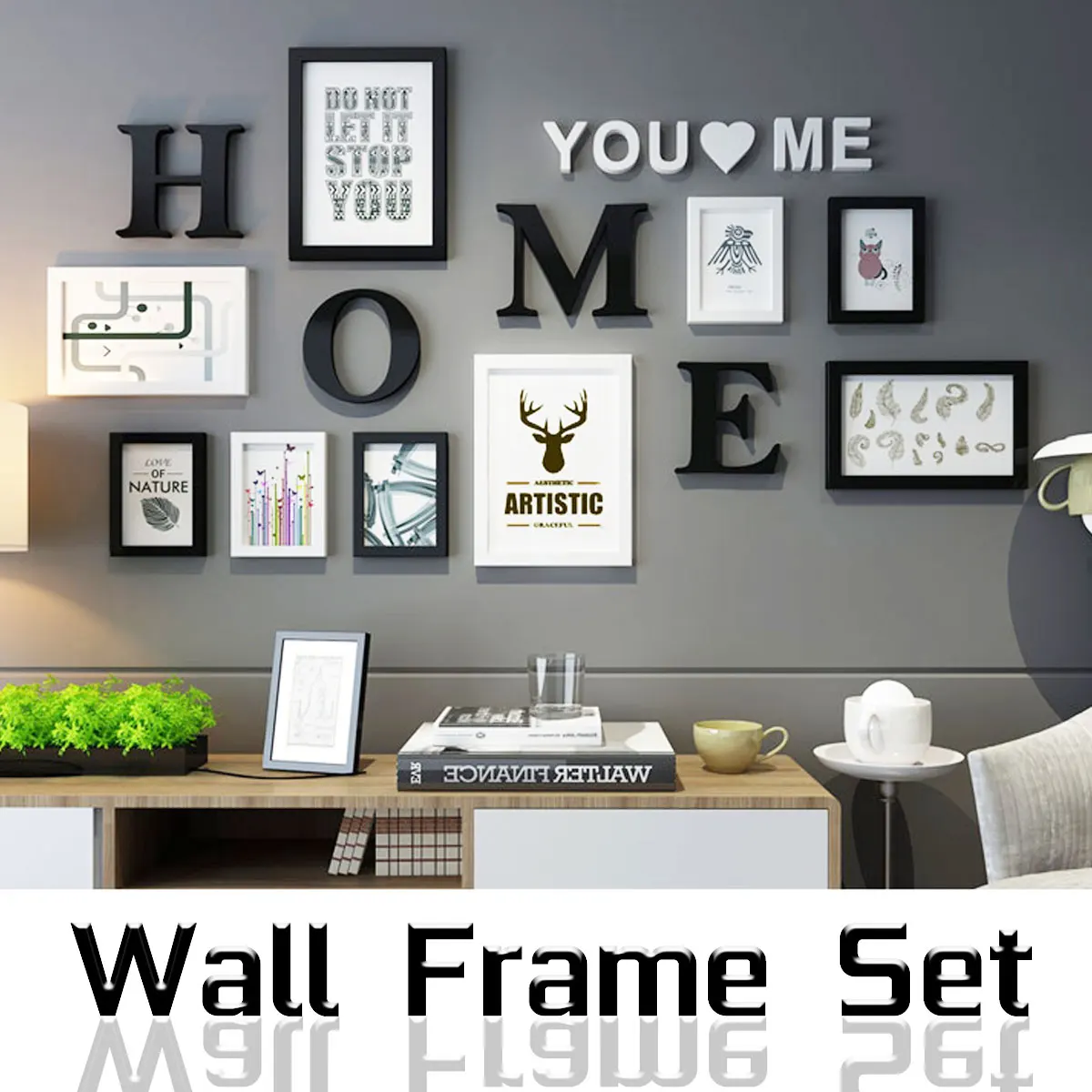 

9 pcs/set Europe Style Black White Vintage Photo Frame Wall Family Wooden Picture Frame Sets Round Picture Frames For Paintings
