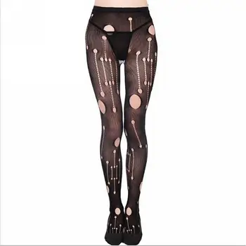 

Party Hollow Out Sexy Pantyhose Female Mesh Black Women Tights Stocking Slim Smashed Hole Stockings Festival Pantyhose