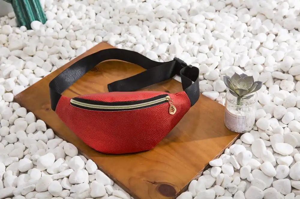 mens black leather fanny pack