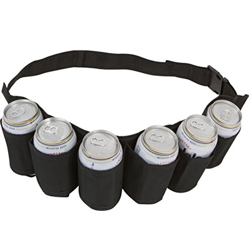 Beer Belt Holster/Drink Soda Can Bottle Pouch /6 Pack Holster,Blak