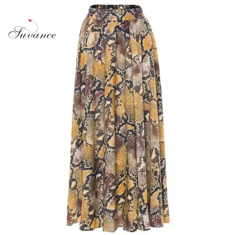 

Suvacne 2019 Spring Summer Bohemian One Color S-2xl Women High Waist Long Skirts Jl-dy18319