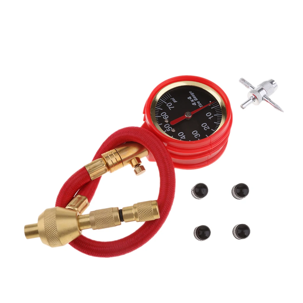 

Mechanical Pointer Tire Pressure Gauge Tyre Deflator Kit With 4 Valve Cap
