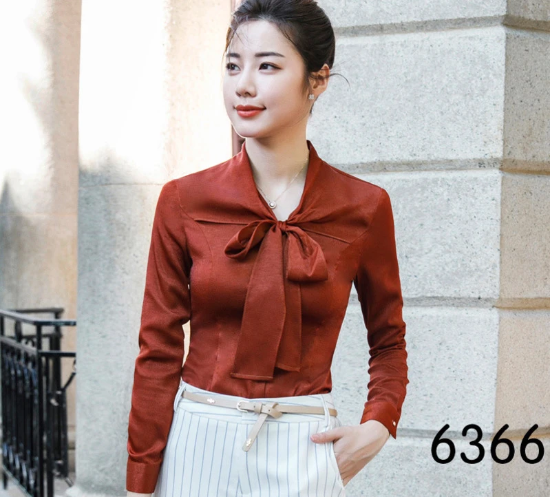 Blusa de chifón de manga larga con cuello V y lazo para mujer, Blusas de moda para mujer, Blusas de oficina 2018 para mujer, Blusas femeninas blusas| Blusas y camisas| - AliExpress