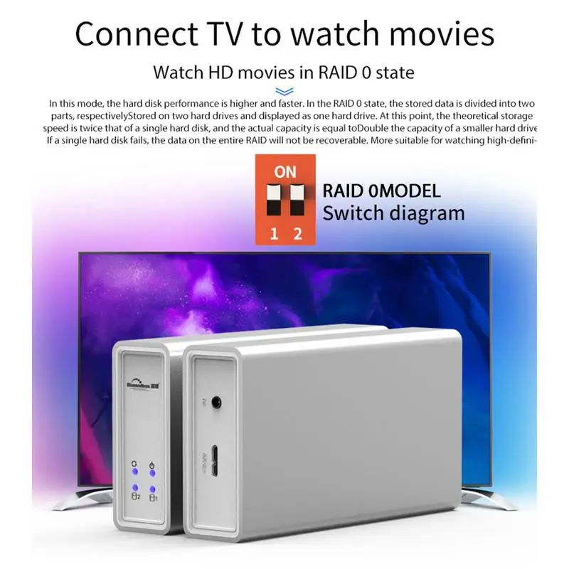 

Dual Array Hard Drive Case Double Hard Disk RAID Notebook Hard Disk Box Micro-B to USB Mobile HDD Enclosure Case USB 3.0 SATA