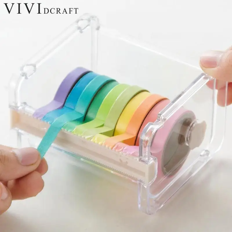 

Adhesive Tape Dispenser Creative Transparent Tape Holder With Tape Desktop Washi Tape Organizer School Office Supplies