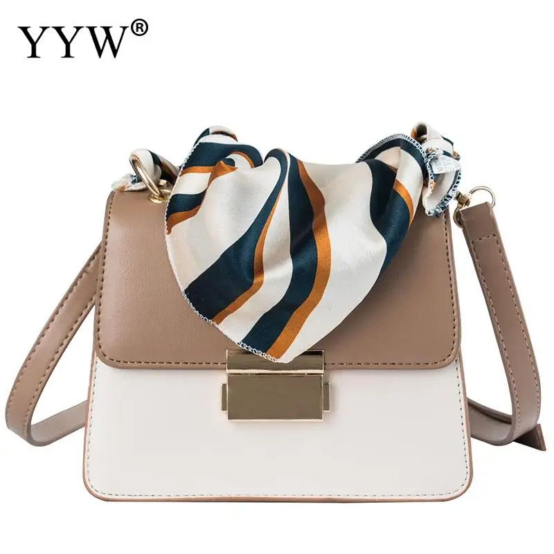 

Lady Crossbody and Shoulder Bag PU Leather Girls Women Cross Body Bags for Work Stitching Color Tote Bag Brown Beige