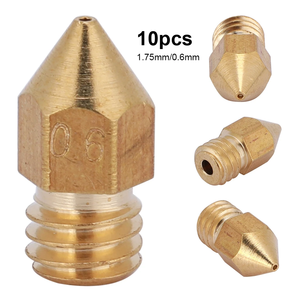 

New Style Wholesale 10Pcs MK8 Extruder Nozzle for 3D Printer Parts 1.75mm/0.6mm High Quality Brass Extruder Nozzle