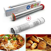 17 ''Скалка Pin ролик из нержавеющей стали/w 4 съемные кольца тесто выпечки мат