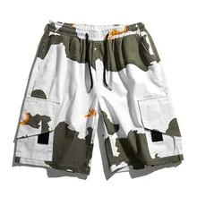 Летние мужские камуфляжные накладной карман хип-хоп Карго короткие штаны-карго мужские хлопковые Harajuku модные повседневные свободные уличные короткие мужские