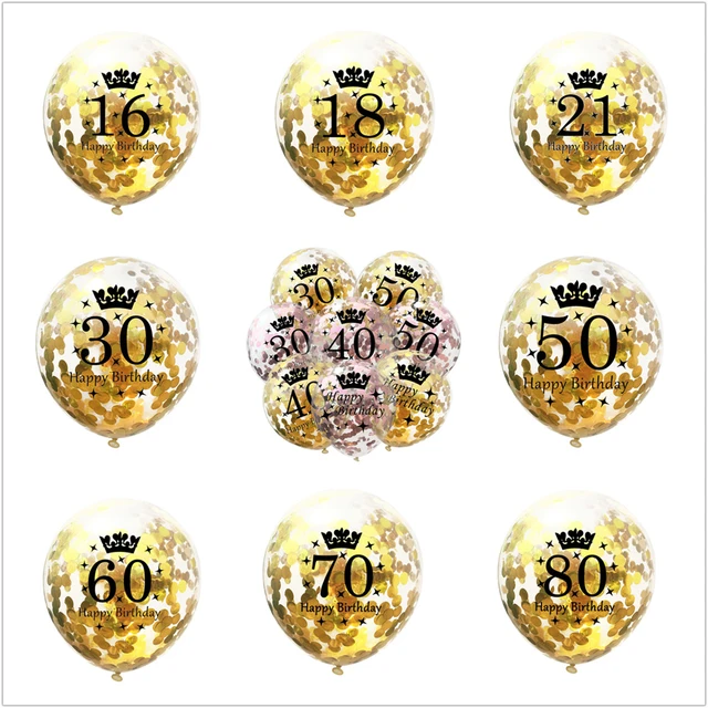 ZLJQ-Ballons à air en latex doré pour adulte, décorations de fête, joyeux  anniversaire, ballon à l'hélium en aluminium, 18, 30, 40, 50, 60, 70, 80 ans,  10 pièces - AliExpress