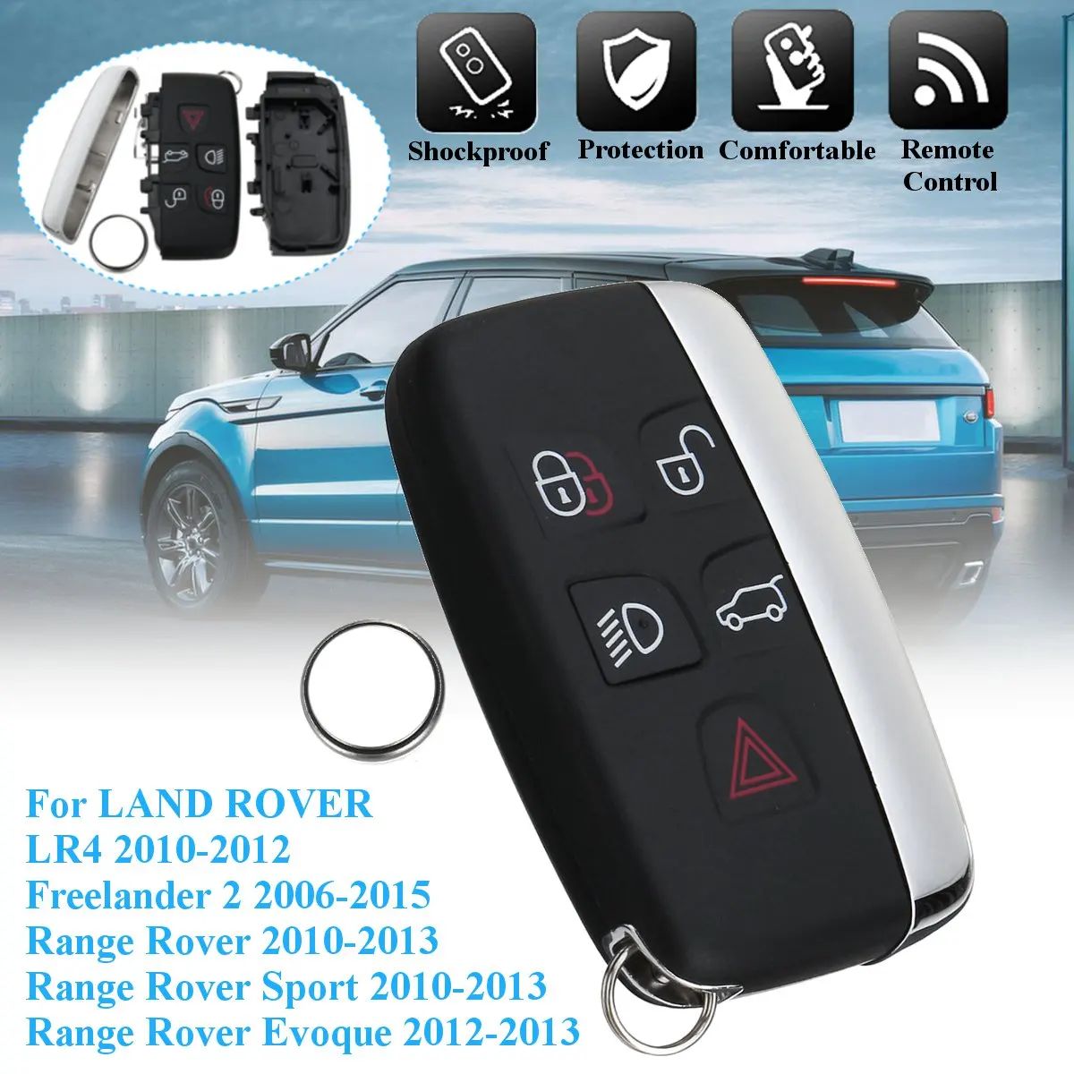 Чехол с 5 кнопками дистанционного ключа для LAND ROVER LR4 Range Rover Sport Evoque Freelander 2 2006 2015