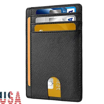 

Men's Leather Slim Magnetic Money Clip Front Pocket Wallet ID Credit Card Holder