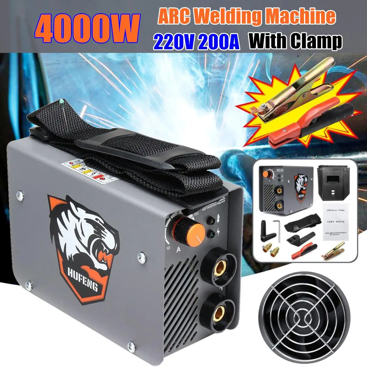 

Newest 4000W Mini 220V 200A Handheld MMA IGBT Inverter Electric ARC Welding Welder Inverter Machine Tools Set with 2Pcs Clamp