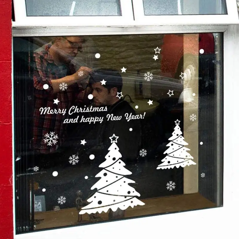 Internet Christmas Vinyl Home Window Stickers PVC Sticker Deco (B (50x70cm))