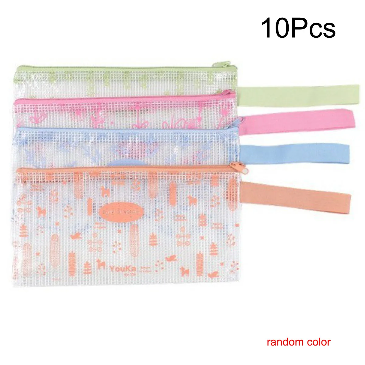 

10 Pcs A6 Size Plastic Zip Document Filing Folder Bag Storage Pouch