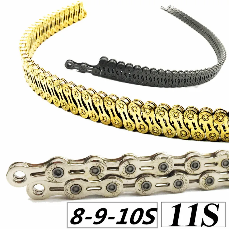 

Cycling Chain 8/9/10/11 speed road mtb mountain bike bicycle chains 8s 9el 10SL 11EL X10SL X10EL 116Links Gold Chain