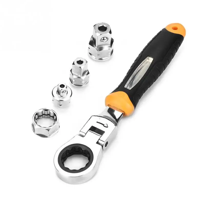 

5Pcs Adjustable Ratchet Wrench Kit 1/4" 3/8" 1/2" CR-V Sleeve Ratchet Wrench Adapter Set RTW-5 Wrench Spanner Auto Repair Tools