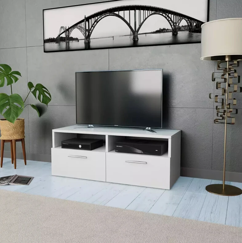 Vidaxl Tv Cabinet Chipboard 95x35x36 Cm White Stable And Durable