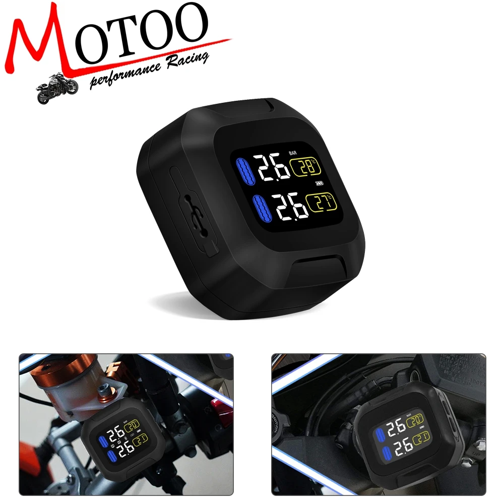 

M3 Waterproof Motorcycle Real Time Tire Pressure Monitoring System TPMS Wireless LCD Display