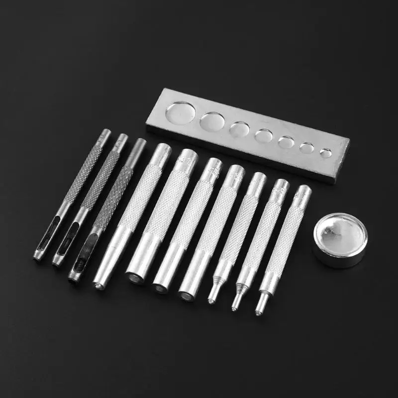 

12pcs/Set Snap Rivet Fastener Buttons Installation Tool Kit Leather Crafts Hand Punch Tool DIY Material Accessories Crafts