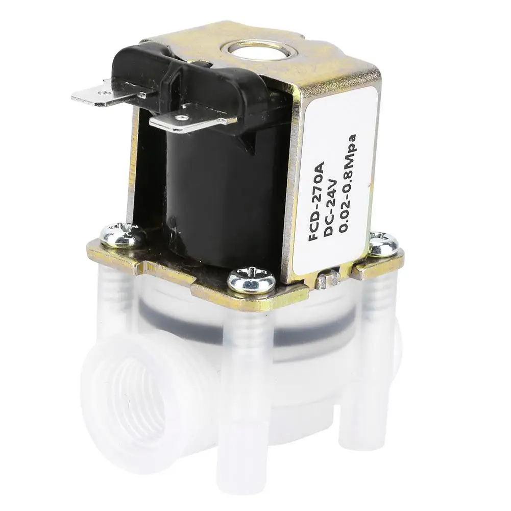 Запорный клапан 1/4 дюймов обычно N/C Тип 24 В DC Пластиковый Соленоидный клапан для чистой воды машина привод шаровой клапан