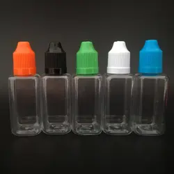 1000 шт 30 мл пустая бутылка квадратной формы ПЭТ пластиковые бутылки для капельницы с защитой от детей колпачки и тонкий наконечник для е
