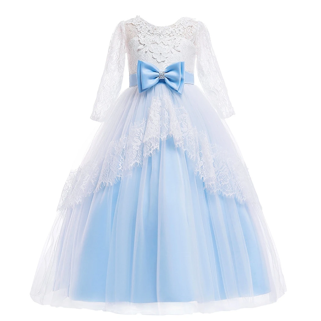 

AmzBarley Kids Dress For Girls Wedding Tulle Lace Long Girl Dress Elegant Princess Party Prom Dresses For Children