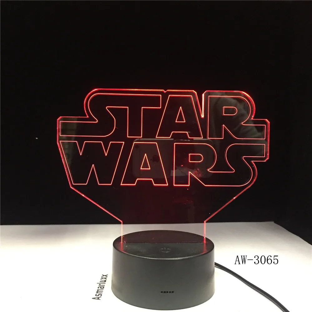 Креативный подарок лампа с логотипом Star Wars 3D ночник USB цветной светодиодный