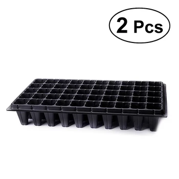 

2pcs Nursery Seedling Plates PS Material 50 Holes Tree Seedling Plates Reusable Recyclable Nursery Sites (Black)