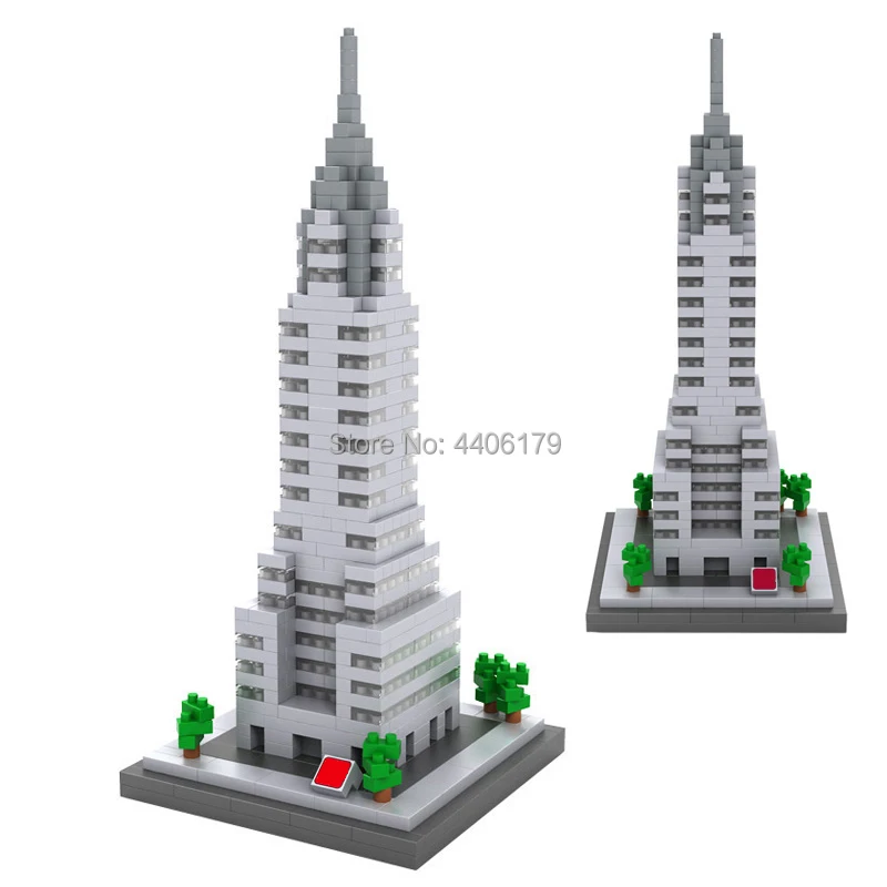 

LegoINGlys creators city famous Street view Chrysler new york US micro diamond building blocks model nanoblock bricks toys gift