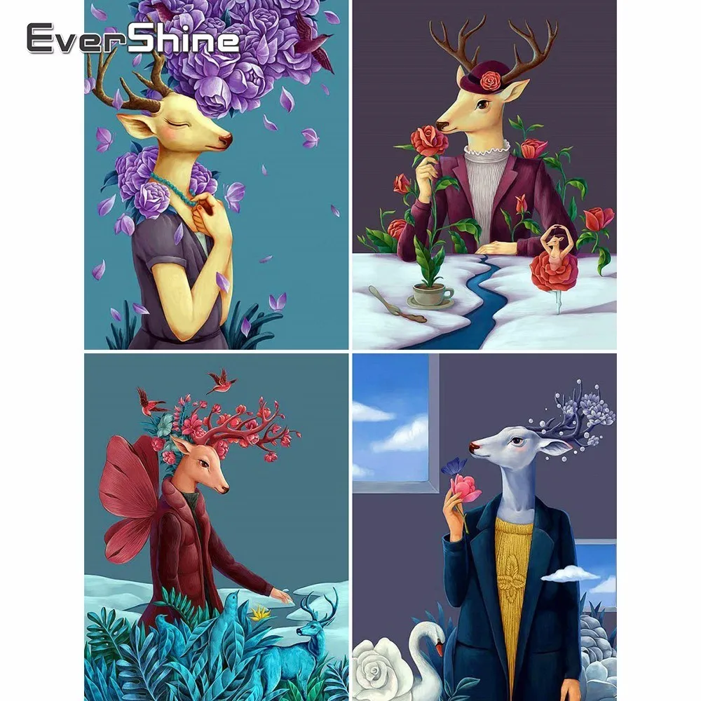 EverShine 5D DIamond Painting Full Drill Square Animals Cross Stitch Diamond Embroidery Sale Goat Rhinestones Pictures Beadwork | Дом и сад