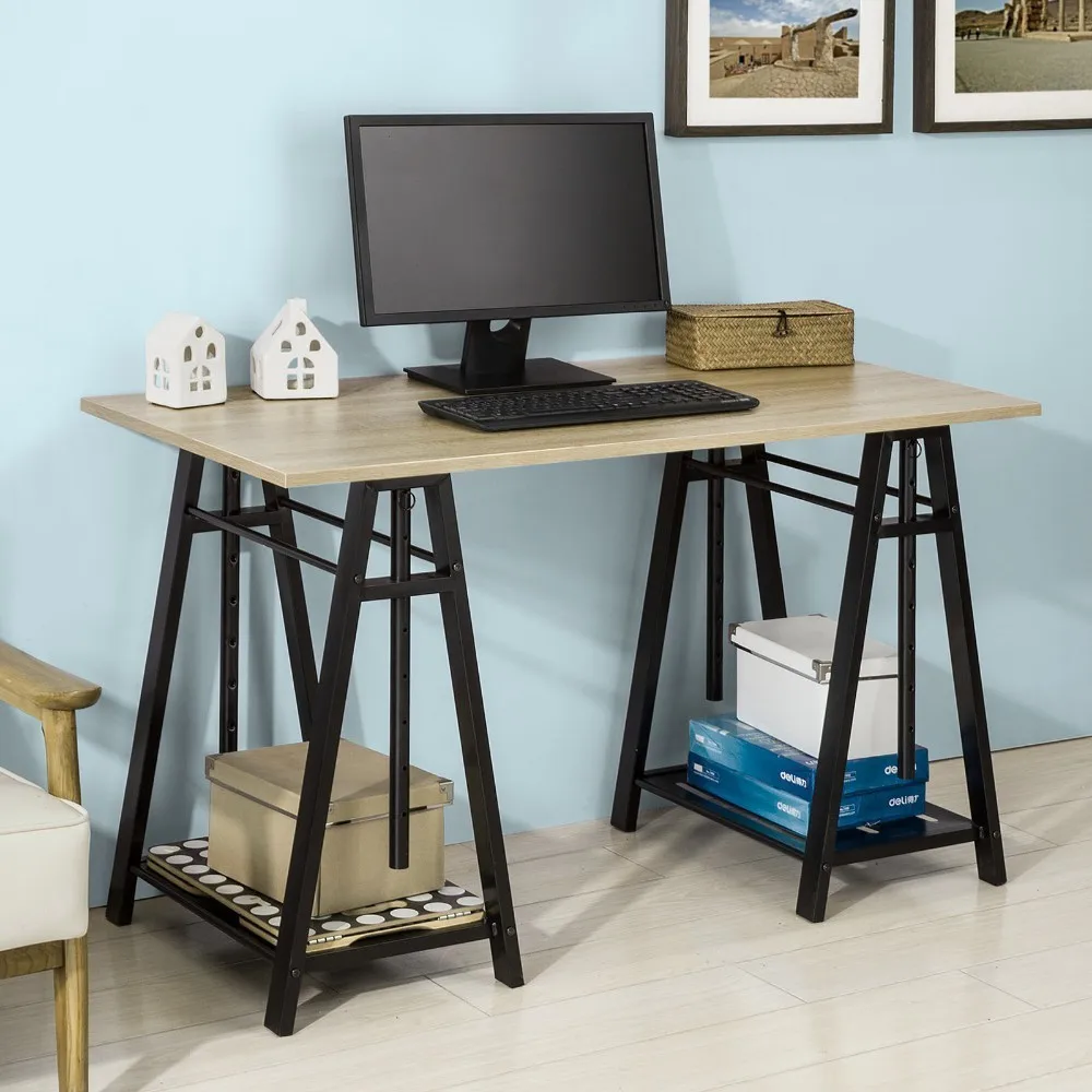 

SoBuy FWT32-N, Trestle Table Desk Height Adjustable, Home Office Table Desk Computer Workstation
