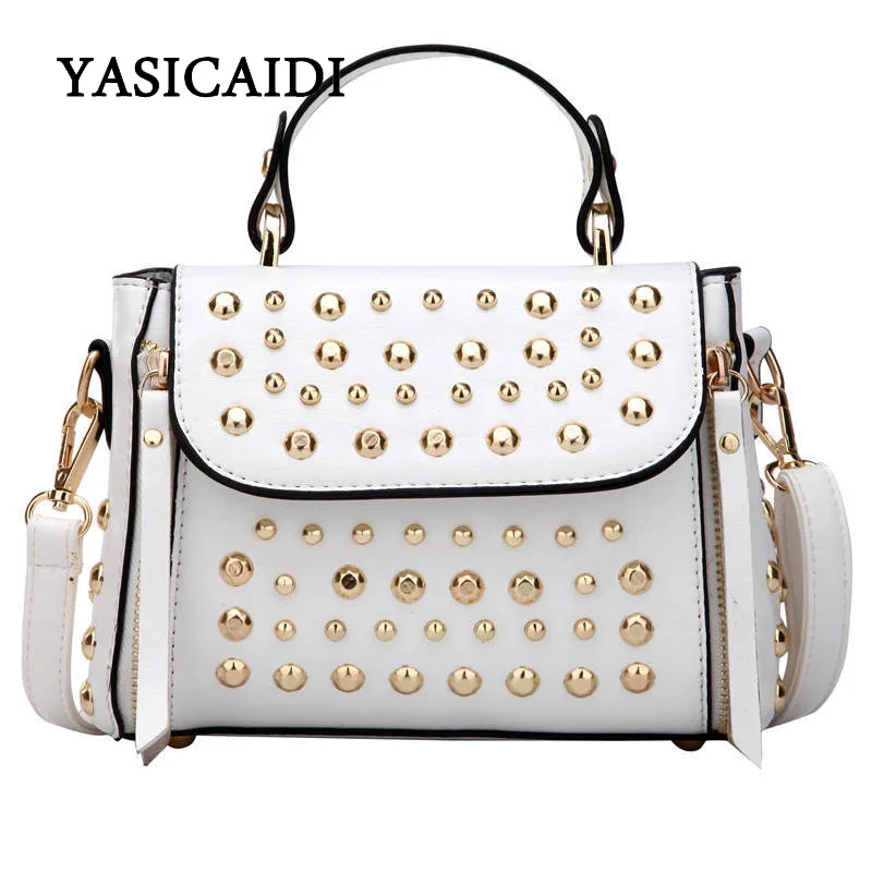 

YASICAIDI 2019 New Women's PU Rivets Solid Color Fashion Trend Wild Shopping Practical Large Capacity Shoulder Bag Crossboby Bag