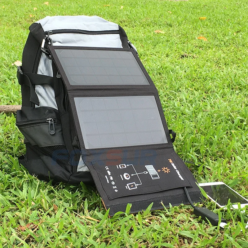 Foxsur 5v 7w Наружное солнечное зарядное устройство Панель 1.2a макс. складное