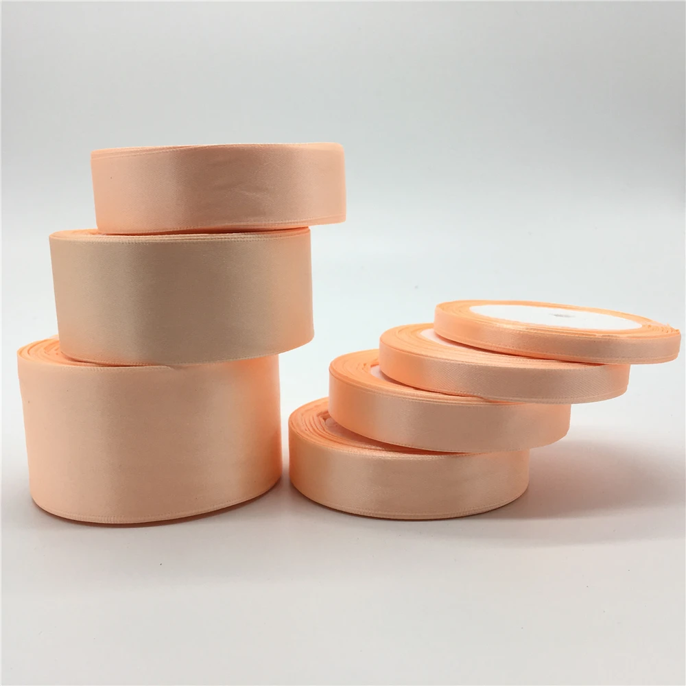 

6mm 10mm 15mm 20mm 25mm 38mm 50mm(1Roll 25yds)Light pink Silk Satin Ribbon Wedding Party Decoration Invitation Card Gift Packing